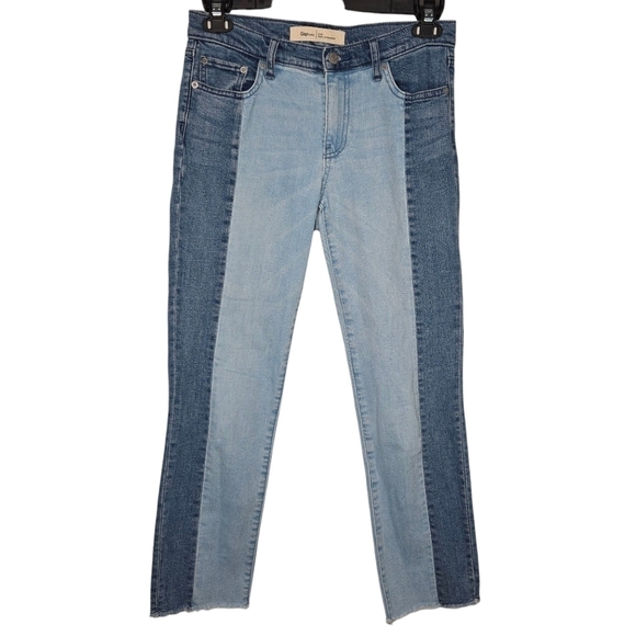 Authentic GAP 1969 Two Tone Real Straight Jeans Size 27R Light/Indigo Wash - Picture 1 of 11